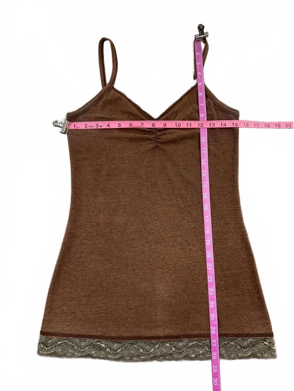 Y2K Fairycore BKE Brown Lace Trim Ruched Cami Tank Top - Picture 4 of 6